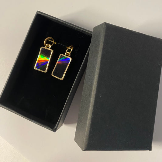 Black Holographic Rectangle Earrings